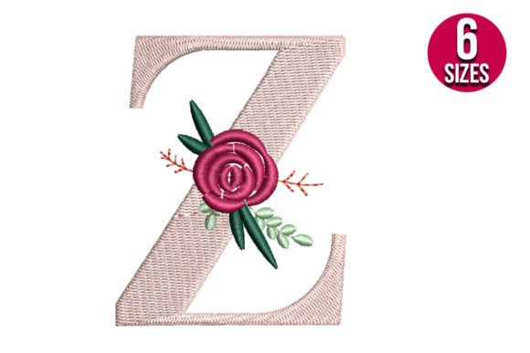 Floral Alphabet Z Letter for Holiday Embroidery Projects
