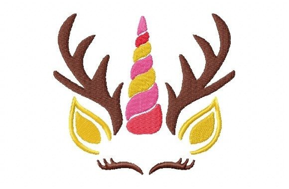 Unicorn Reindeer Embroidery Design